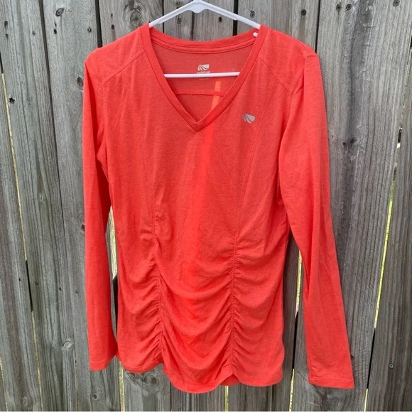 Marika Coral Ruched V Neck Long Sleeve Athletic Top Women's Size L - Picture 8 of 10